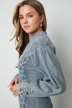 Denim Dress Elegant Tie-up 