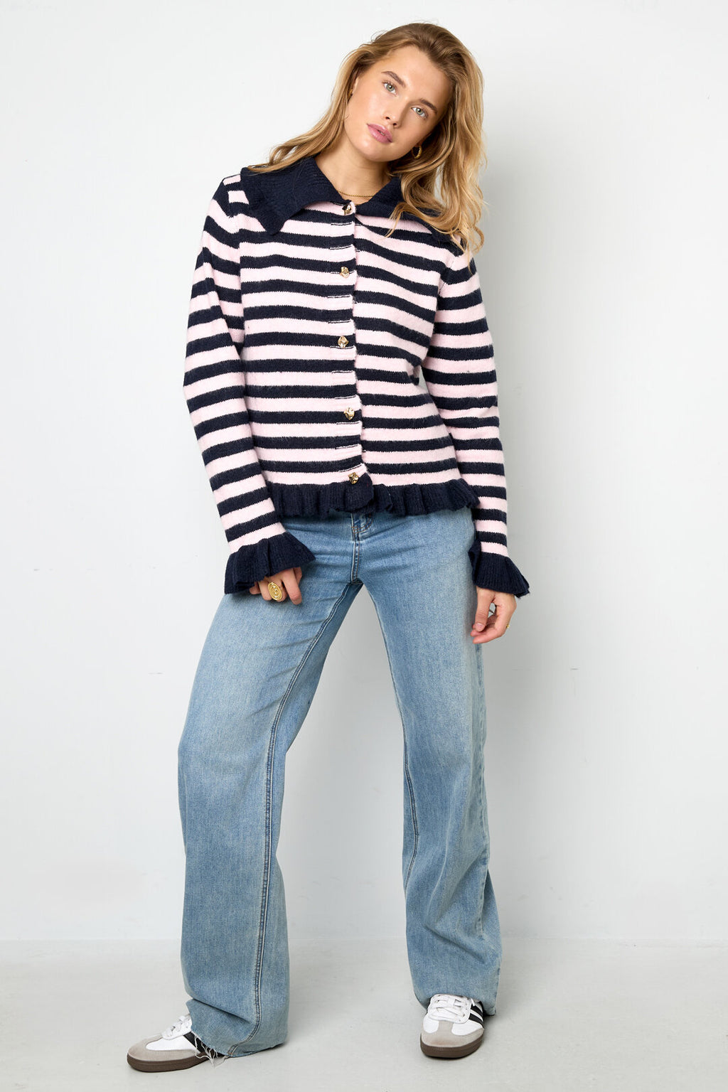 Gebreide Cardigan Casual Strepen