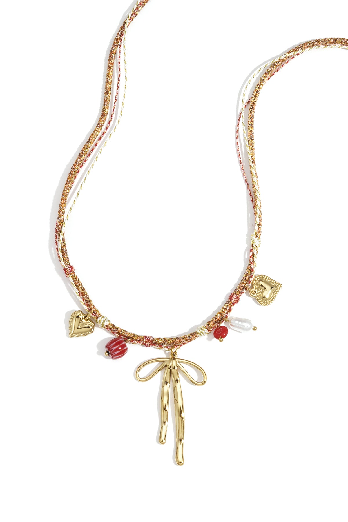 Elegante Gouden Hart en Strik Hanger Ketting