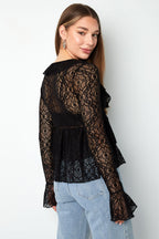Lange Mouwen Top Elegante Ruches