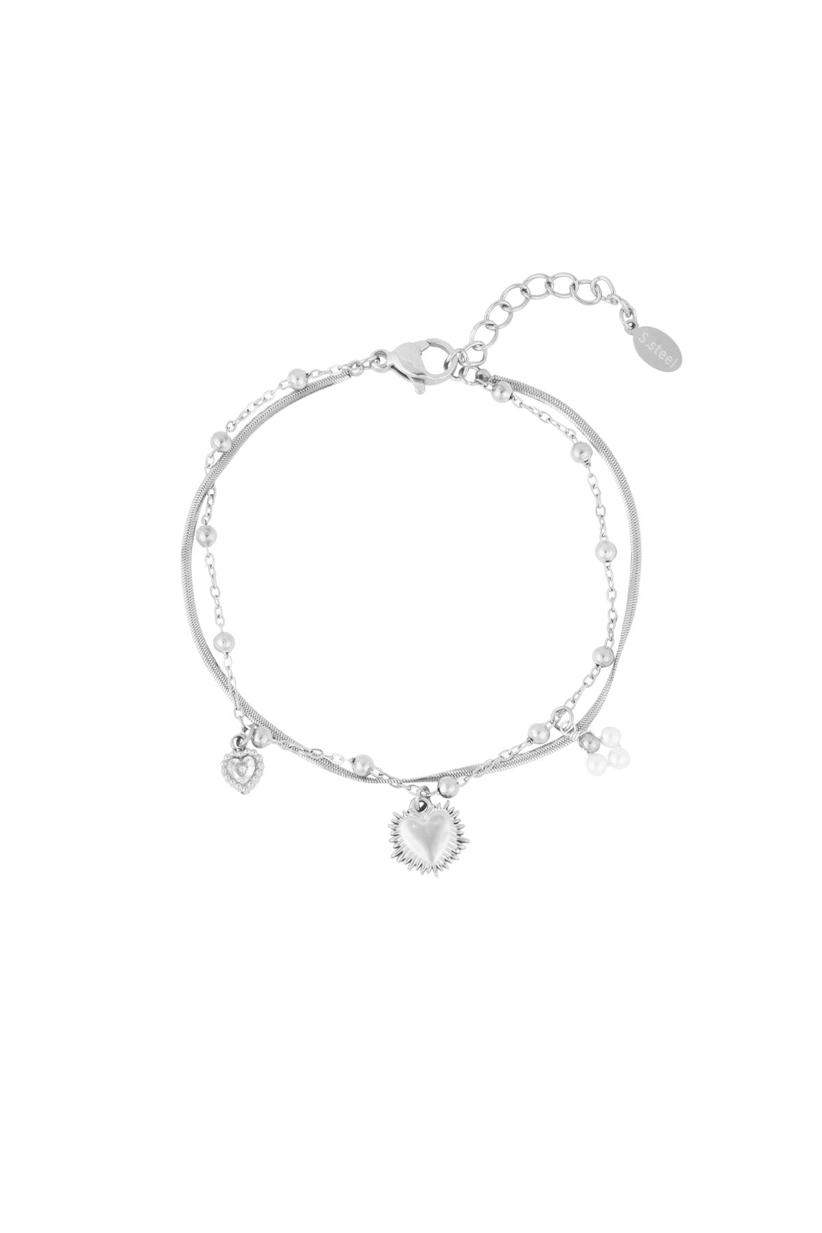 Dubbele Armband Met Hart Bedel