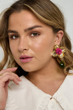 Oorbellen Met Ijzeren Druppel, Bloemen