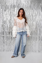 Elegante Witte Bloemen Blouse