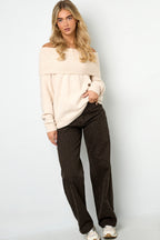 Donkerbruine Leopardenprint Denim Broek