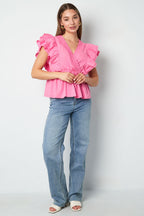 Mouwloze Top Elegant Ruches Rand 