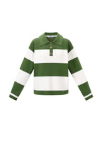 Gebreide Viscose Dames Polo Trui Strepen Herfst/Winter