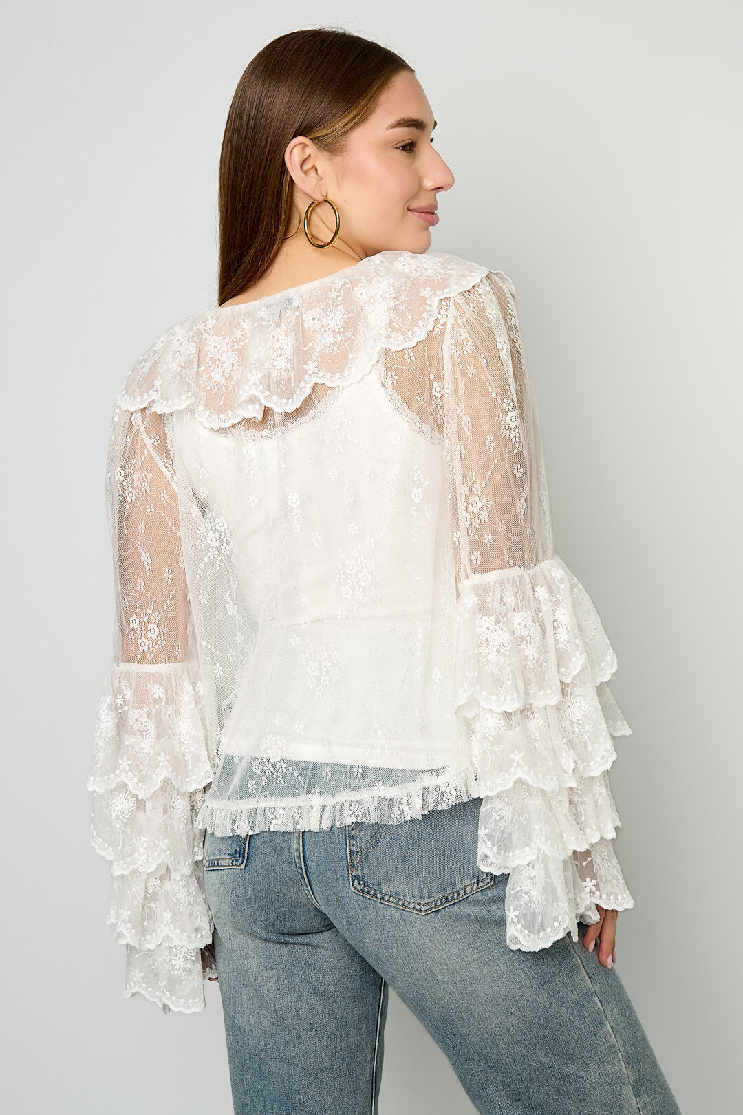 Elegante Witte Bloemen Blouse