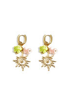 Ovale Oorbellen Met Zon En Kralen Charms