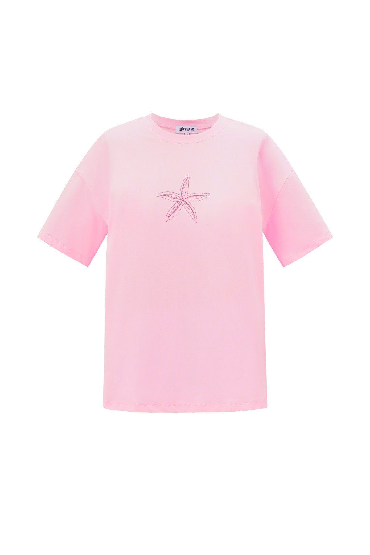 T-shirt Casual Geborduurde Sterrenvis