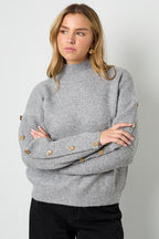 Gebreide Polyestervezel Vrouwen Trui Met Schildkraag Casual Effen Kleur
