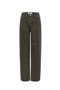 Donkerbruine Leopardenprint Denim Broek