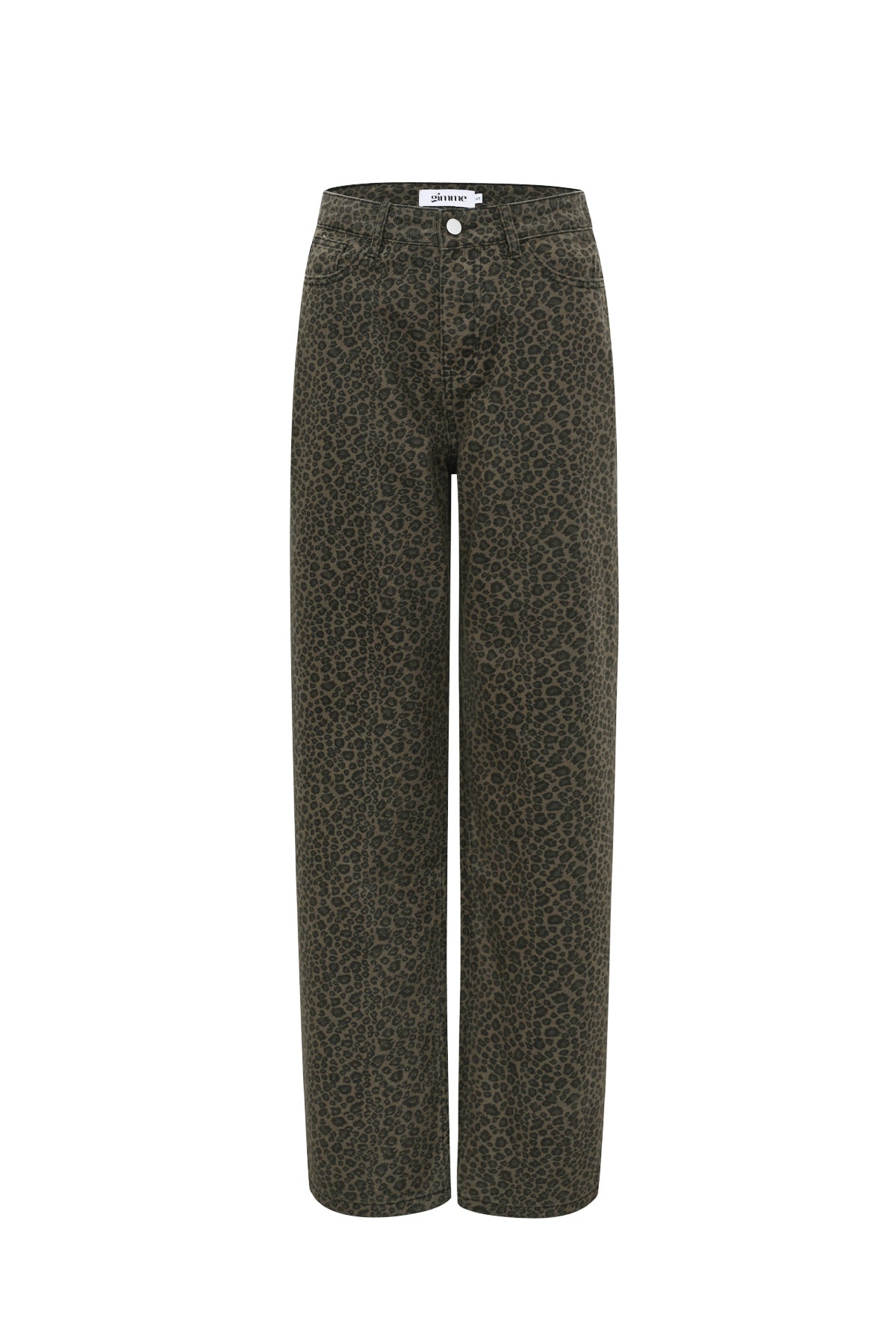 Donkerbruine Leopardenprint Denim Broek