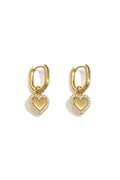 Squoval Oorbellen Met Harten Charms Met Belegde Randen
