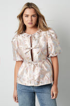 Korte Mouw Top Elegante Bloemenprint