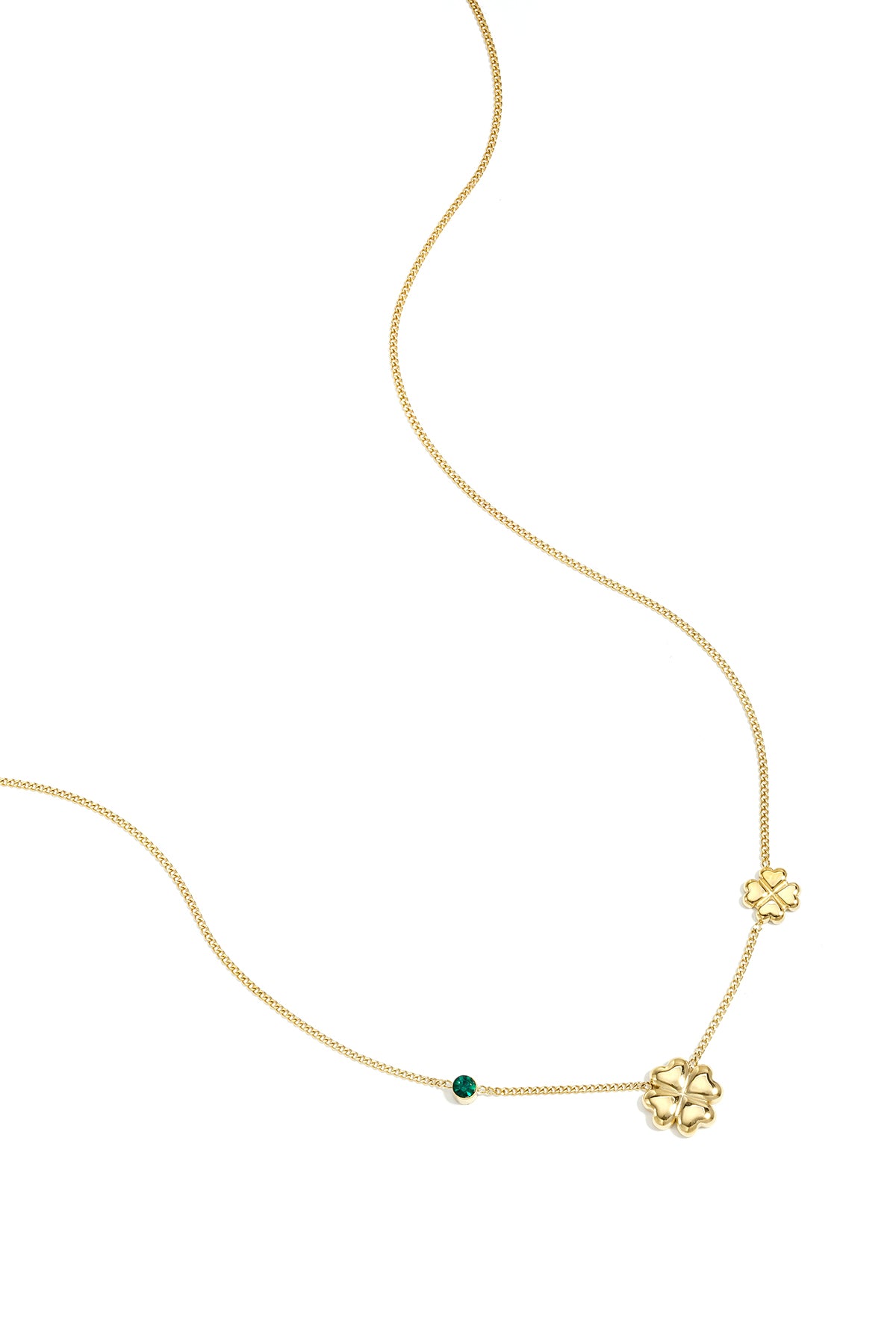 Ketting Met Klavertjes En Gekleurd Steentje