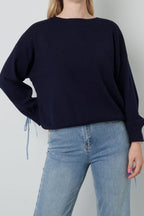 Gebreide Viscose Dames Trui Casual Kleurcontrast