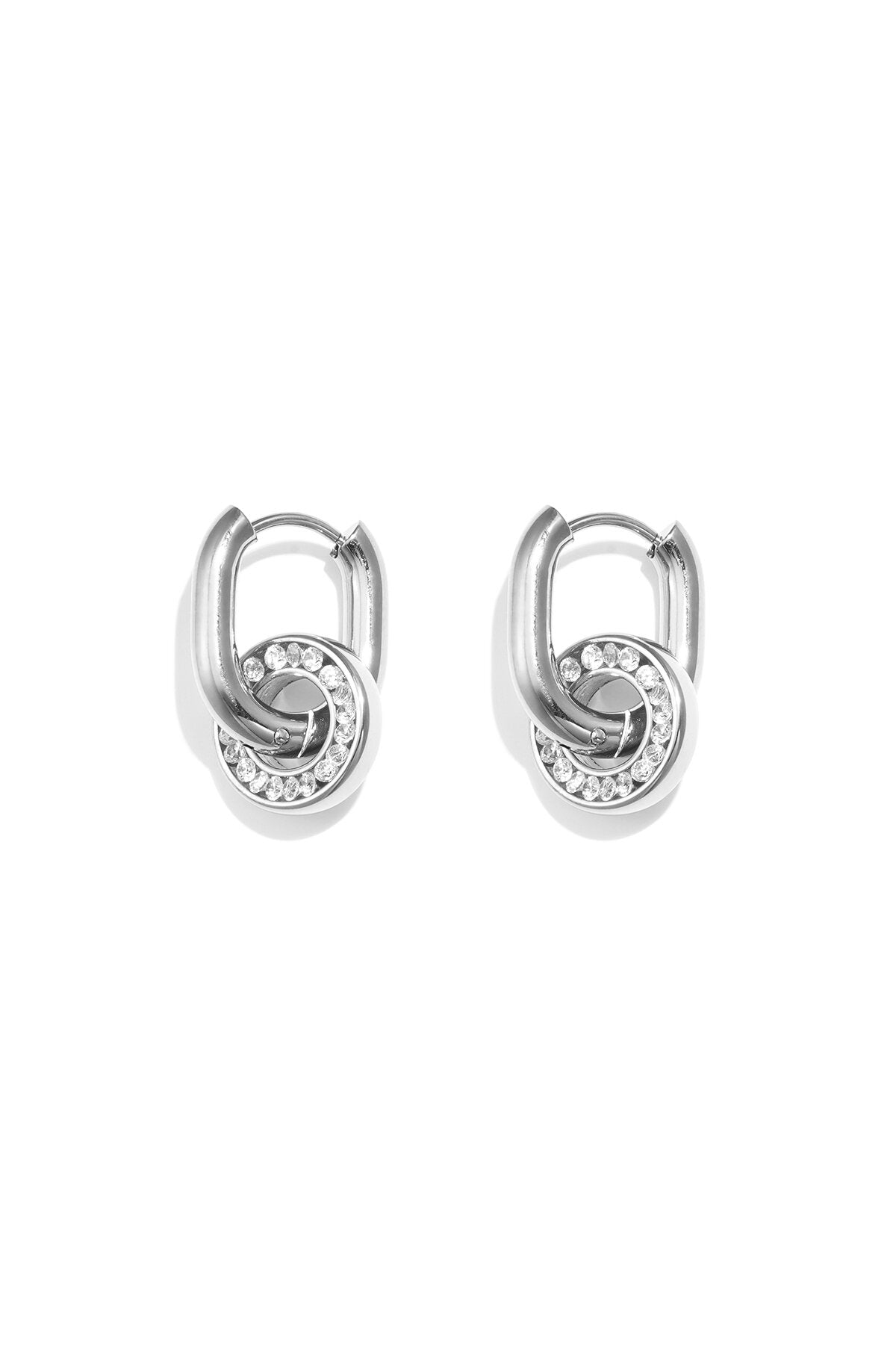 Ovale Oorbellen Met Belegde Cirkel Hanger