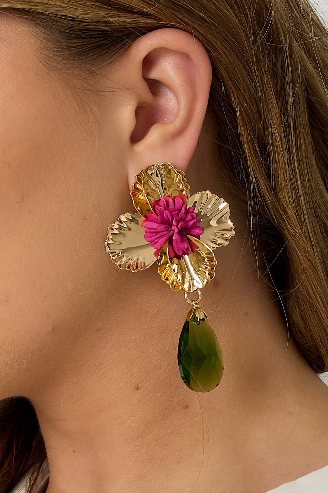 Oorbellen Met Ijzeren Druppel, Bloemen