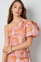 Geweven Vrouwen Eén-Schouder Top Elegant Bloemenprint