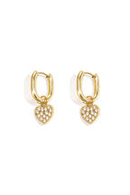 Squoval Oorbellen Met Belegde Harten Charms