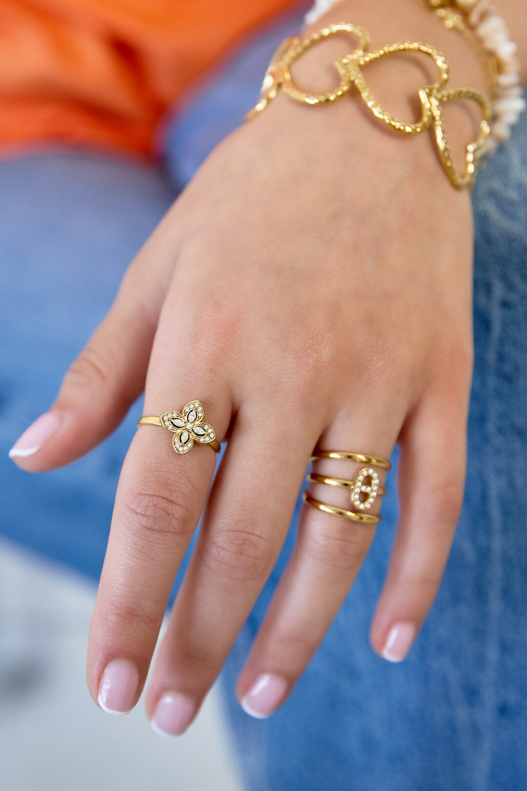Chic Goudkleurige Aanpasbare Statement Ring