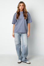 T-shirt Casual Solide Kleur