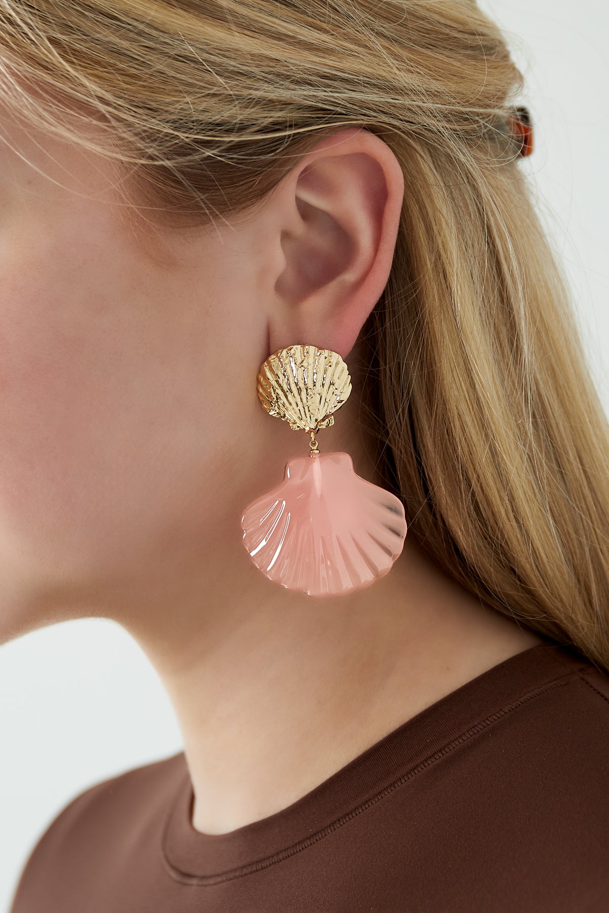 Roze Schelp Oorbellen 