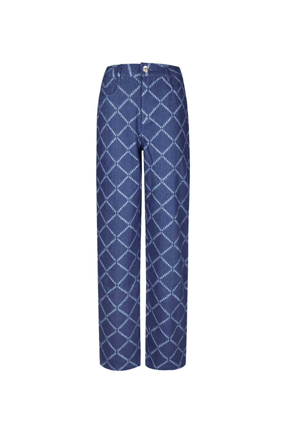 Cotton Woven Vrouwen Rechte Broek Plaid Casual