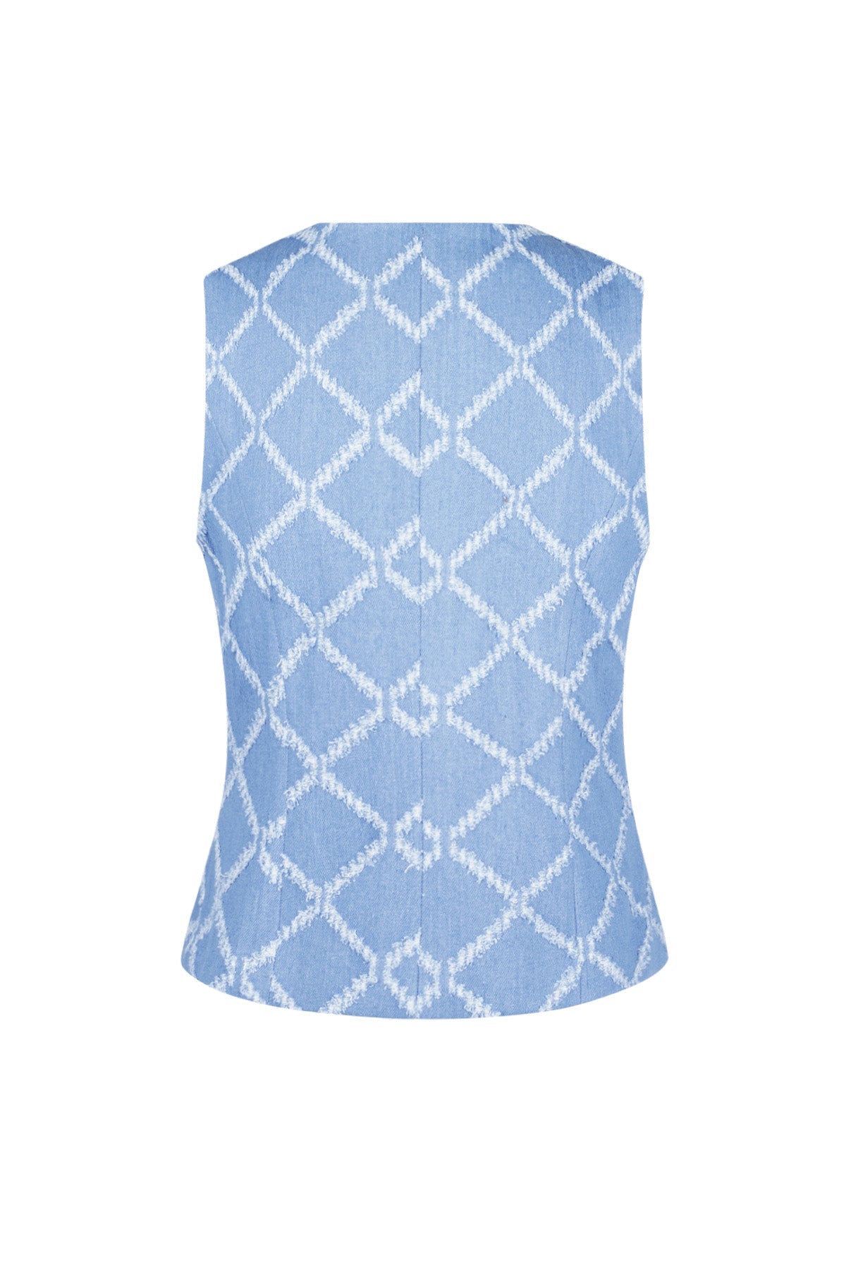 Mouwloze Top Gespeld Geometrisch Patroon