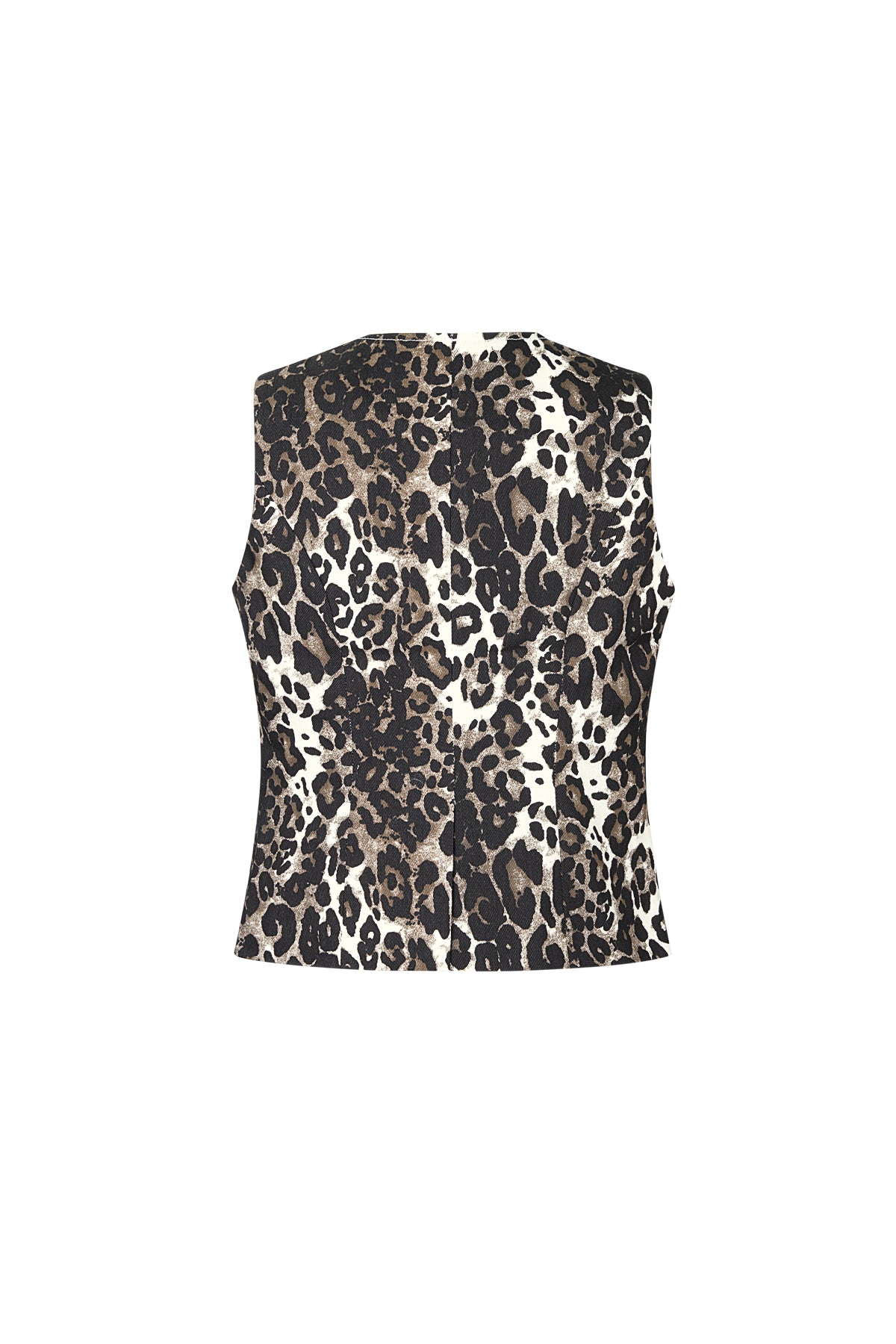 Mouwloze Top Luipaardprint Knopvoorkant