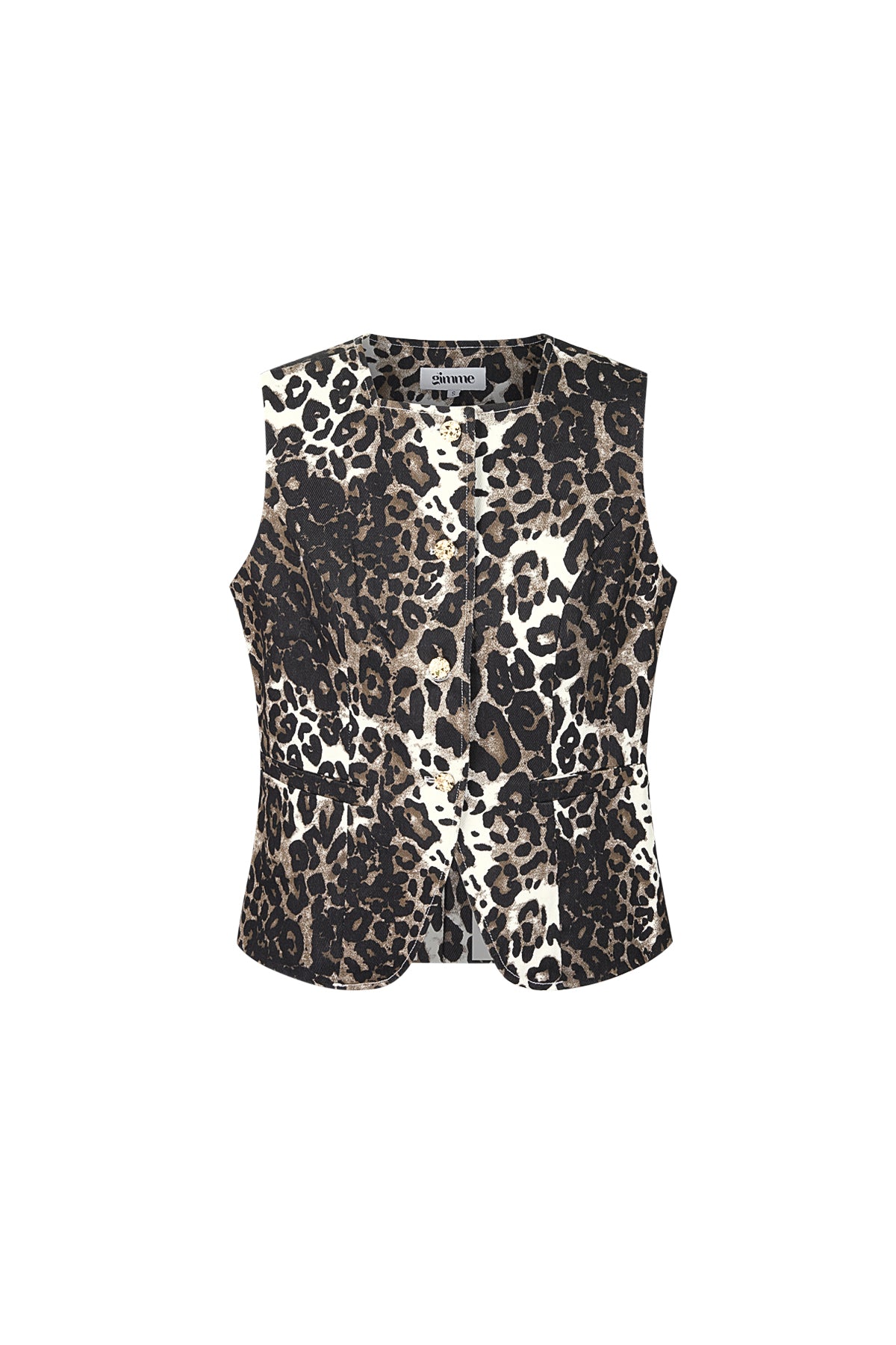 Mouwloze Top Luipaardprint Knopvoorkant