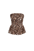 Strapless Top Luipaardprint Peplum Ontwerp