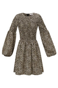 Mini Jurk Luipaardprint Puff Mouw