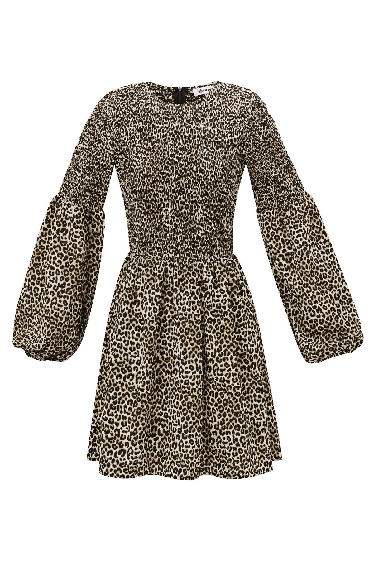 Mini Jurk Luipaardprint Puff Mouw