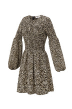 Mini Jurk Luipaardprint Puff Mouw