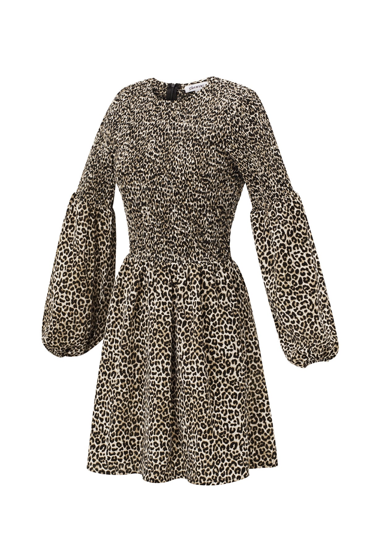 Mini Jurk Luipaardprint Puff Mouw