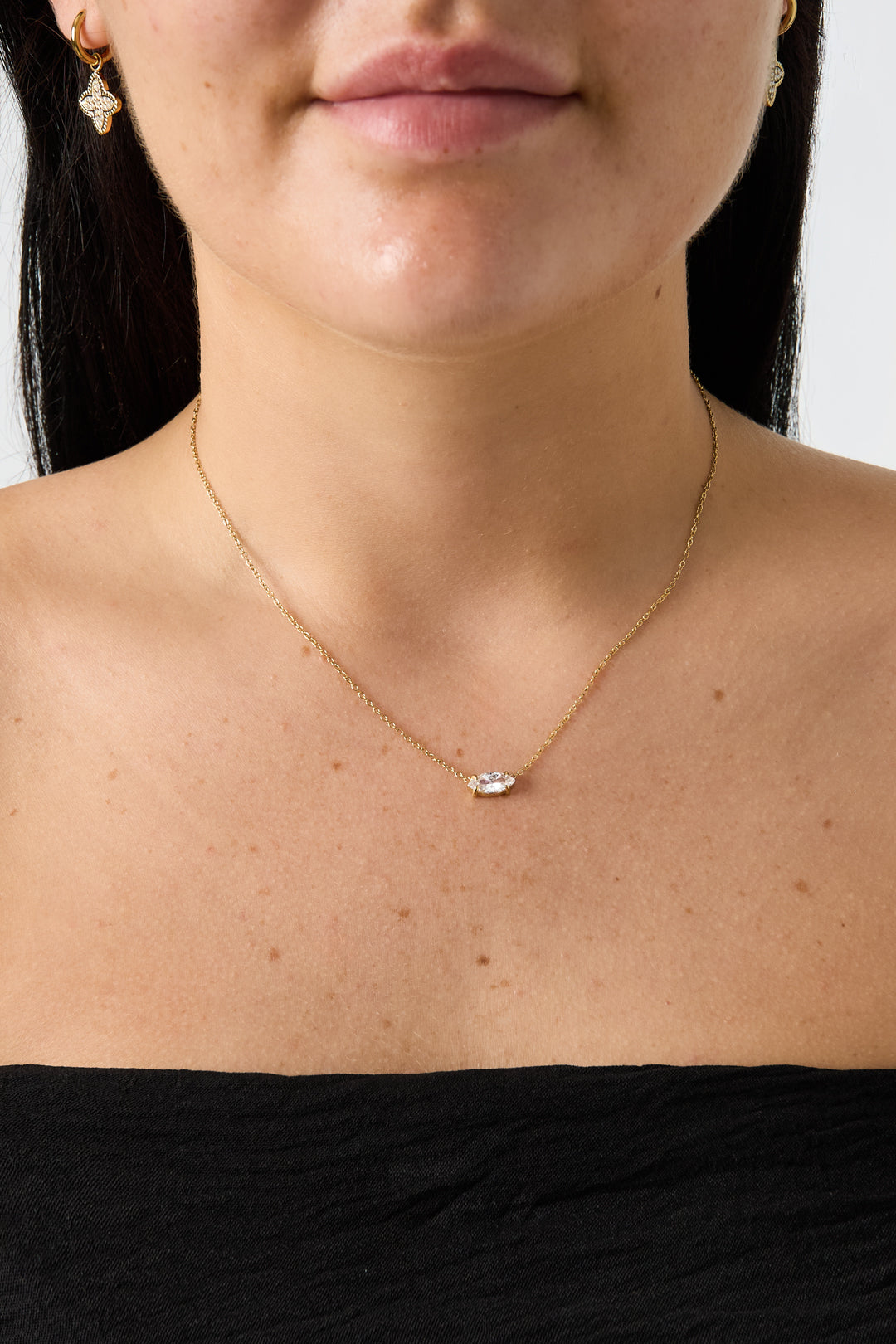 Elegante Elips Rijnsteen Hanger Ketting