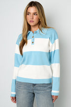 Gebreide Viscose Dames Polo Trui Strepen Herfst/Winter