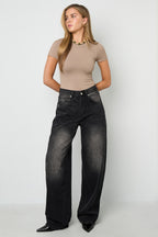 Hoge Taille Wijdbeen Denim Broek