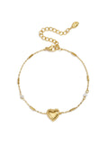 Armbandje Met Parel, Steentje En Statement Hart