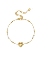 Armbandje Met Parel, Steentje En Statement Hart