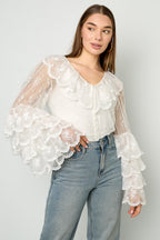 Elegante Witte Bloemen Blouse