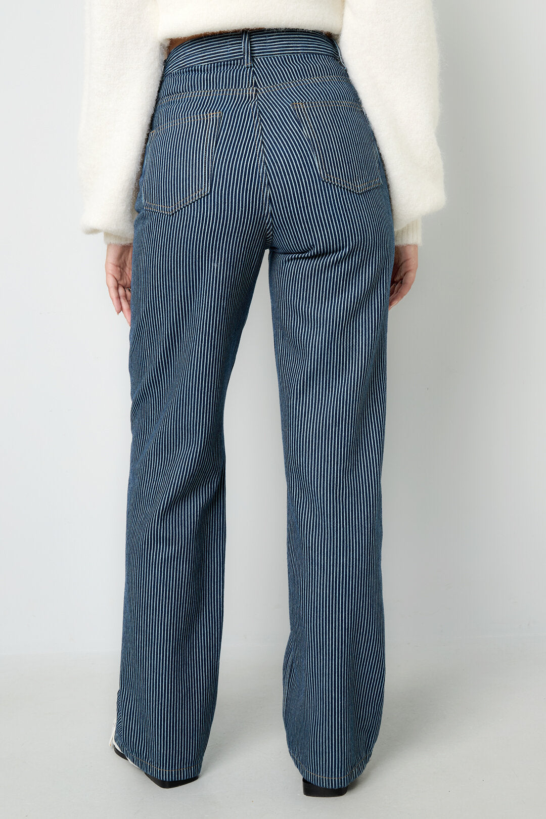 Geweven Katoen Vrouwen Rechte Broek Casual Strepen