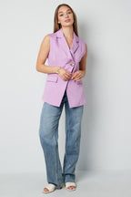 Mouwloze Jas Casual Onsymmetrisch Ontwerp