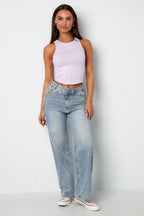 Gebreide Nylon Mouwloze Top 