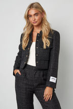 Geweven Polyestervezel Vrouwen Jas Elegant Geruit Statement