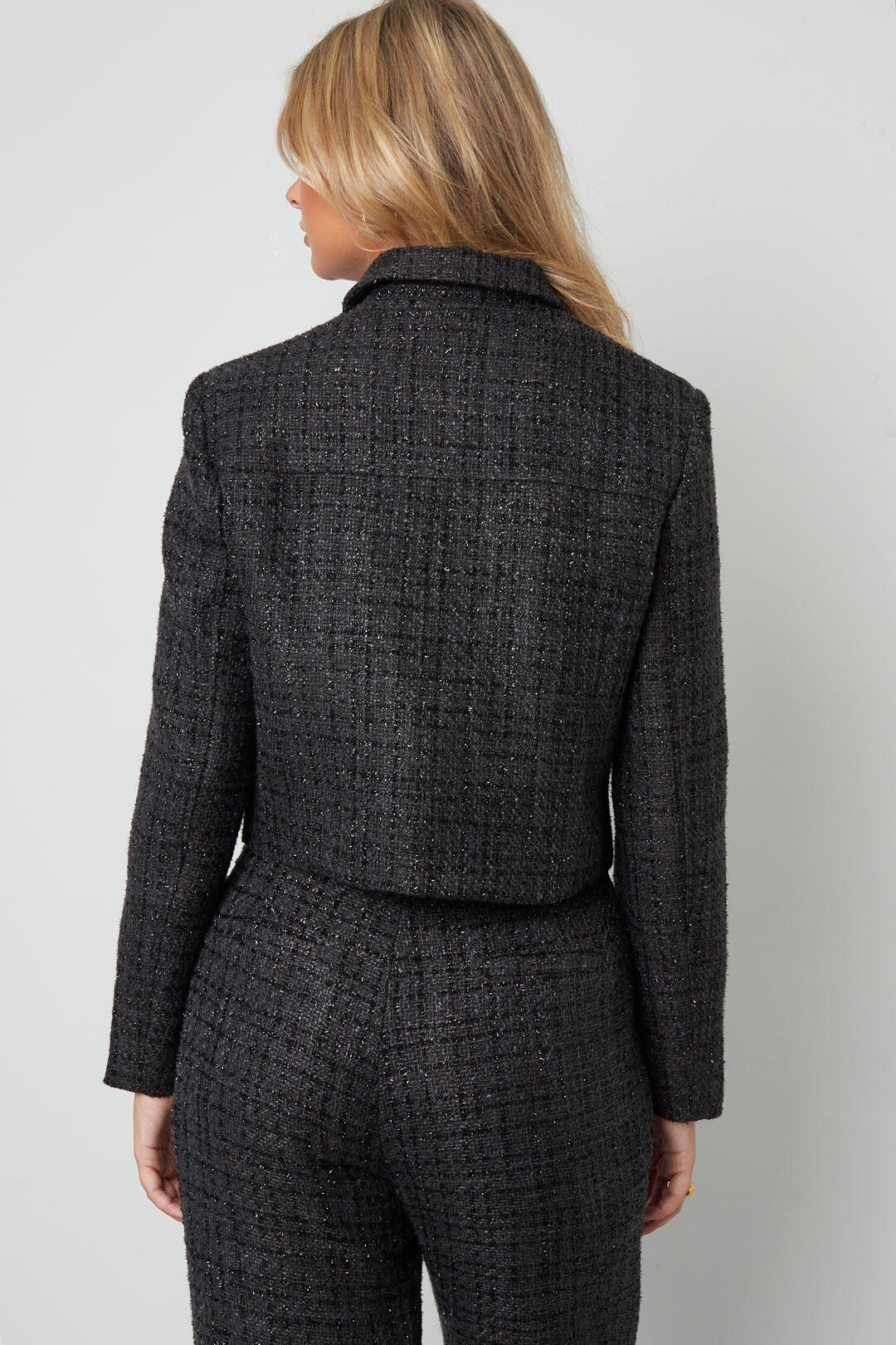 Geweven Polyestervezel Vrouwen Jas Elegant Geruit Statement