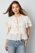 Korte Mouwen Tops Elegante Sluiting Solide Kleur