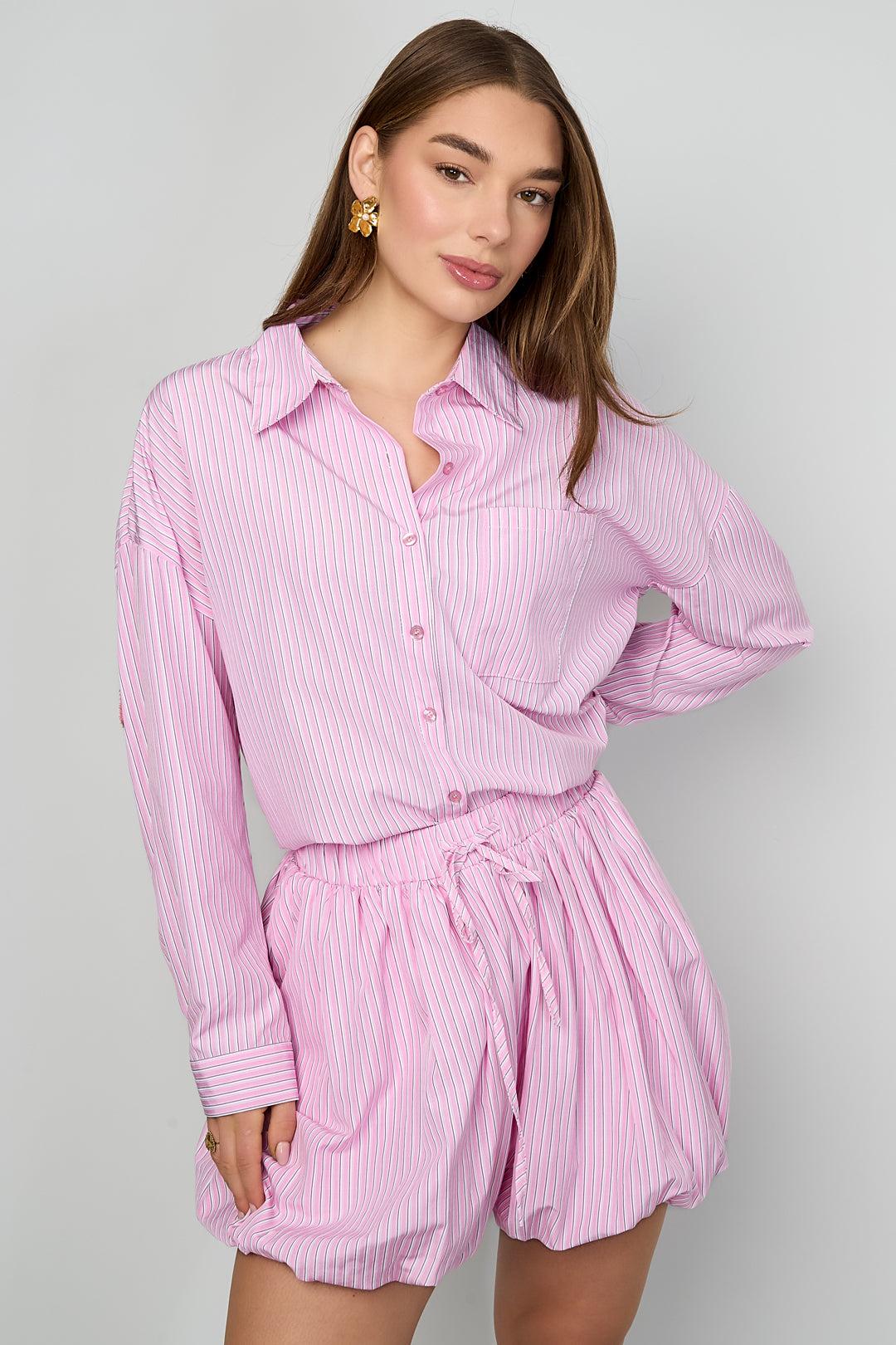 Woven Cotton Vrouwen Shorts Casual Stripes
