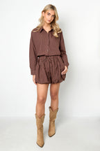 Woven Cotton Vrouwen Shorts Casual Stripes